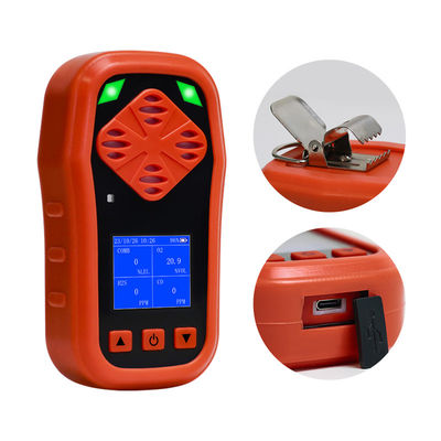 Détecteurs de gaz multiportables CE 4 en 1 avec écran LCD / batterie au lithium rechargeable